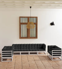 8-tlg. Garten-Lounge-Set mit Kissen Kiefer Massivholz