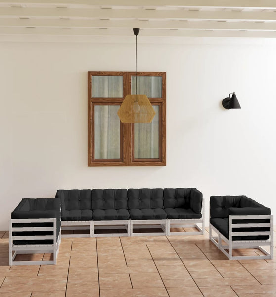 8-tlg. Garten-Lounge-Set mit Kissen Kiefer Massivholz