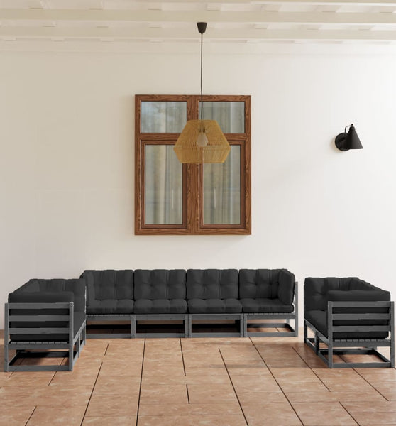 8-tlg. Garten-Lounge-Set mit Kissen Kiefer Massivholz