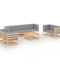 9-tlg. Garten-Lounge-Set mit Kissen Kiefer Massivholz