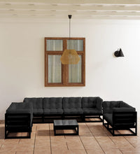 9-tlg. Garten-Lounge-Set mit Kissen Massivholz Kiefer