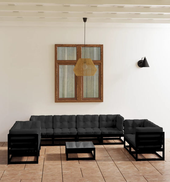 9-tlg. Garten-Lounge-Set mit Kissen Massivholz Kiefer