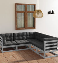 5-tlg. Garten-Lounge-Set mit Kissen Kiefer Massivholz