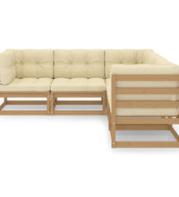 5-tlg. Garten-Lounge-Set mit Kissen Kiefer Massivholz