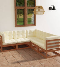 5-tlg. Garten-Lounge-Set mit Kissen Kiefer Massivholz