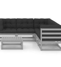 6-tlg. Garten-Lounge-Set mit Kissen Kiefer Massivholz