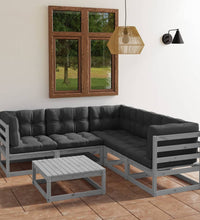 6-tlg. Garten-Lounge-Set mit Kissen Kiefer Massivholz