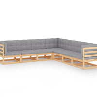 7-tlg. Garten-Lounge-Set mit Kissen Kiefer Massivholz