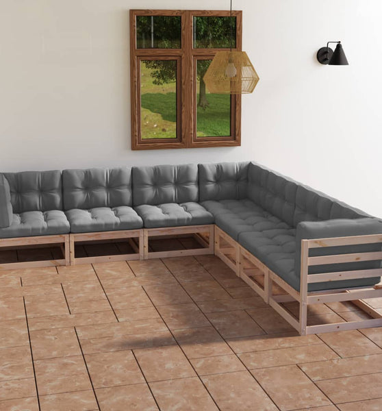7-tlg. Garten-Lounge-Set mit Kissen Kiefer Massivholz