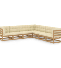 7-tlg. Garten-Lounge-Set mit Kissen Kiefer Massivholz