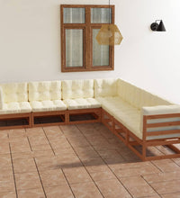 7-tlg. Garten-Lounge-Set mit Kissen Kiefer Massivholz