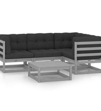 5-tlg. Garten-Lounge-Set mit Kissen Kiefer Massivholz