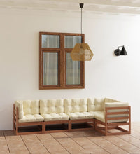 5-tlg. Garten-Lounge-Set mit Kissen Kiefer Massivholz