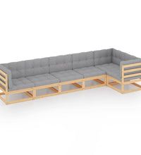 6-tlg. Garten-Lounge-Set mit Kissen Kiefer Massivholz