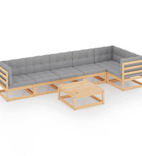 7-tlg. Garten-Lounge-Set mit Kissen Kiefer Massivholz