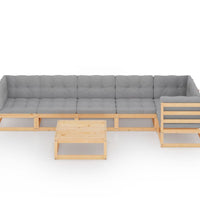 7-tlg. Garten-Lounge-Set mit Kissen Kiefer Massivholz