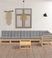 7-tlg. Garten-Lounge-Set mit Kissen Kiefer Massivholz