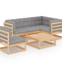 6-tlg. Garten-Lounge-Set mit Kissen Kiefer Massivholz