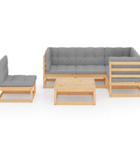 6-tlg. Garten-Lounge-Set mit Kissen Kiefer Massivholz