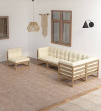 6-tlg. Garten-Lounge-Set mit Kissen Kiefer Massivholz