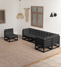 6-tlg. Garten-Lounge-Set mit Kissen Kiefer Massivholz