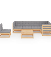 7-tlg. Garten-Lounge-Set mit Kissen Massivholz Kiefer