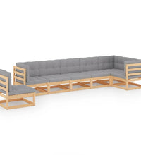 7-tlg. Garten-Lounge-Set mit Kissen Massivholz Kiefer