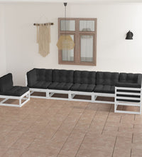 7-tlg. Garten-Lounge-Set mit Kissen Massivholz Kiefer