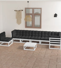 8-tlg. Garten-Lounge-Set mit Kissen Massivholz Kiefer