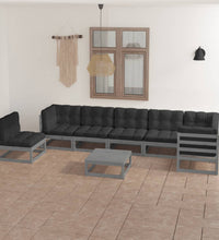 8-tlg. Garten-Lounge-Set mit Kissen Massivholz Kiefer