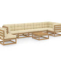 8-tlg. Garten-Lounge-Set mit Kissen Massivholz Kiefer