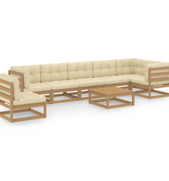 8-tlg. Garten-Lounge-Set mit Kissen Massivholz Kiefer