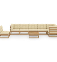 8-tlg. Garten-Lounge-Set mit Kissen Massivholz Kiefer