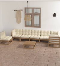 8-tlg. Garten-Lounge-Set mit Kissen Massivholz Kiefer