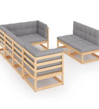 7-tlg. Garten-Lounge-Set mit Kissen Massivholz Kiefer