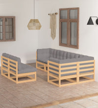 7-tlg. Garten-Lounge-Set mit Kissen Massivholz Kiefer