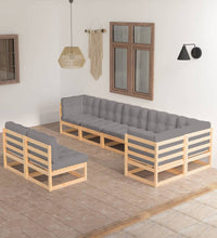 8-tlg. Garten-Lounge-Set mit Kissen Massivholz Kiefer