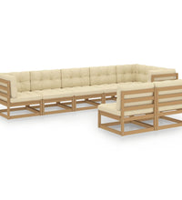 8-tlg. Garten-Lounge-Set mit Kissen Massivholz Kiefer