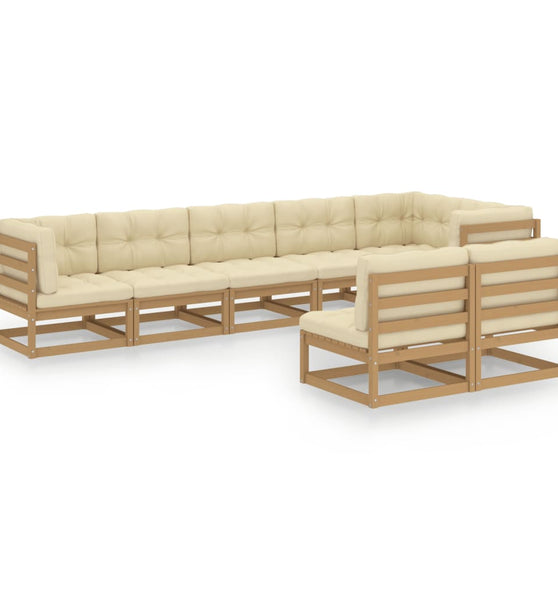 8-tlg. Garten-Lounge-Set mit Kissen Massivholz Kiefer