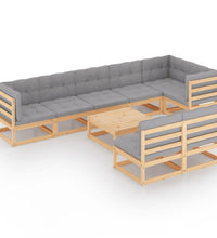 9-tlg. Garten-Lounge-Set mit Kissen Massivholz Kiefer