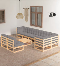 9-tlg. Garten-Lounge-Set mit Kissen Massivholz Kiefer