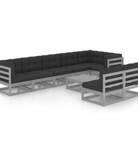 9-tlg. Garten-Lounge-Set mit Kissen Massivholz Kiefer