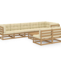 9-tlg. Garten-Lounge-Set mit Kissen Massivholz Kiefer