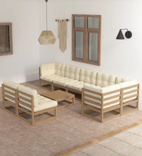 9-tlg. Garten-Lounge-Set mit Kissen Massivholz Kiefer