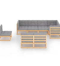 8-tlg. Garten-Lounge-Set mit Kissen Massivholz Kiefer