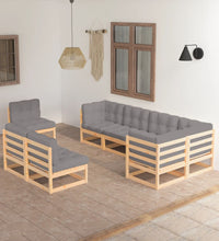 8-tlg. Garten-Lounge-Set mit Kissen Massivholz Kiefer