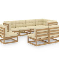 8-tlg. Garten-Lounge-Set mit Kissen Massivholz Kiefer