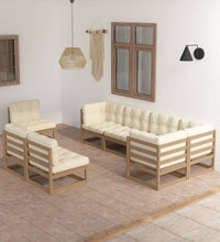 8-tlg. Garten-Lounge-Set mit Kissen Massivholz Kiefer