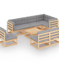 9-tlg. Garten-Lounge-Set mit Kissen Massivholz Kiefer