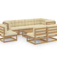 9-tlg. Garten-Lounge-Set mit Kissen Massivholz Kiefer